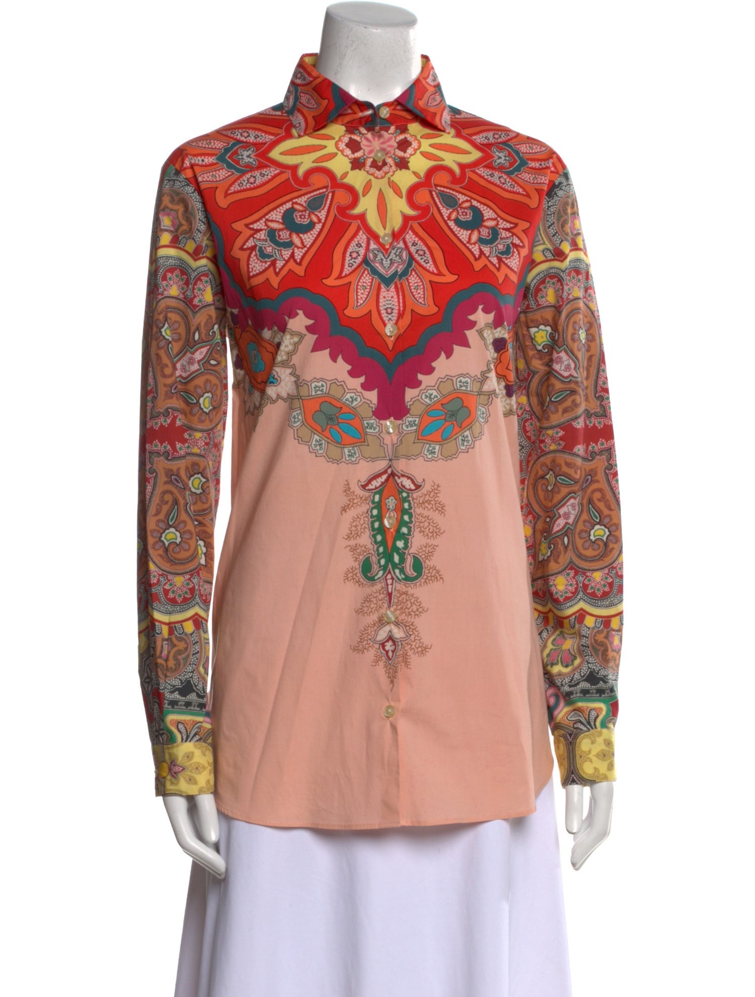 Etro Paisley Print Long Sleeve Button-Up Top